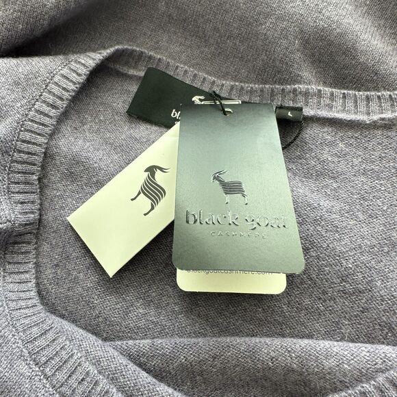 NWT Black goat Cashmere Dress Lilac Gathered Waist Knee Length Sweater Dress L - Picture 6 of 13